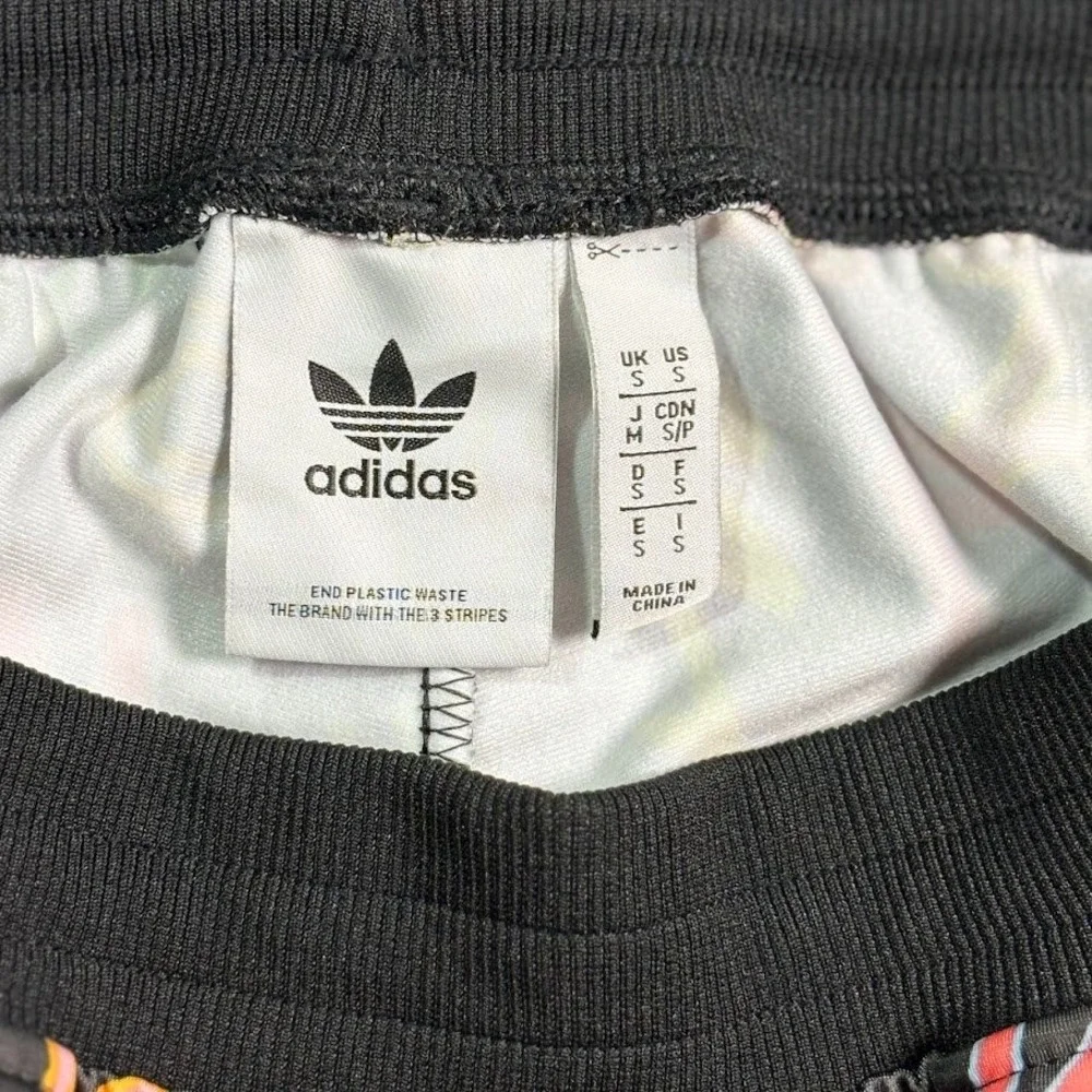 Adidas Track Pants Womens S Black Neon Graffiti Print Joggers Festival Y2K Logo - Picture 7 of 8